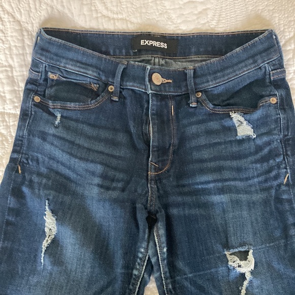 Express distressed mid rise leggings jeans - Picture 2 of 14